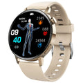 F67S smart watch with blood glucose monitoring on wrist showing touch screen display