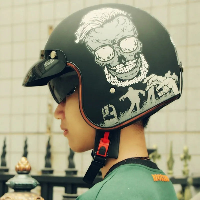Retro-style half helmet for cycling on a neutral background, showing its ABS shell and classic colour finish.