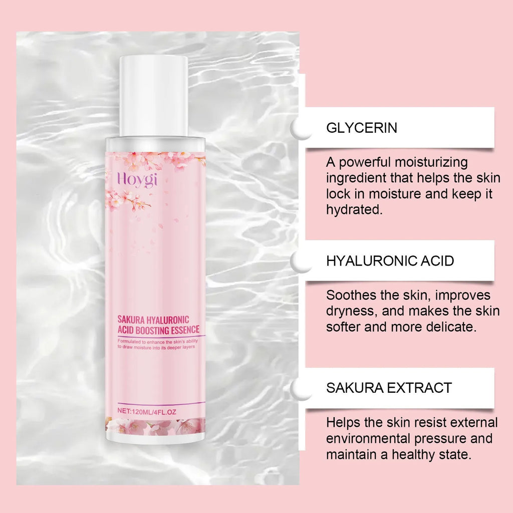 Hyaluronic acid moisturising lotion bottle with 120ml capacity containing cherry blossom extract