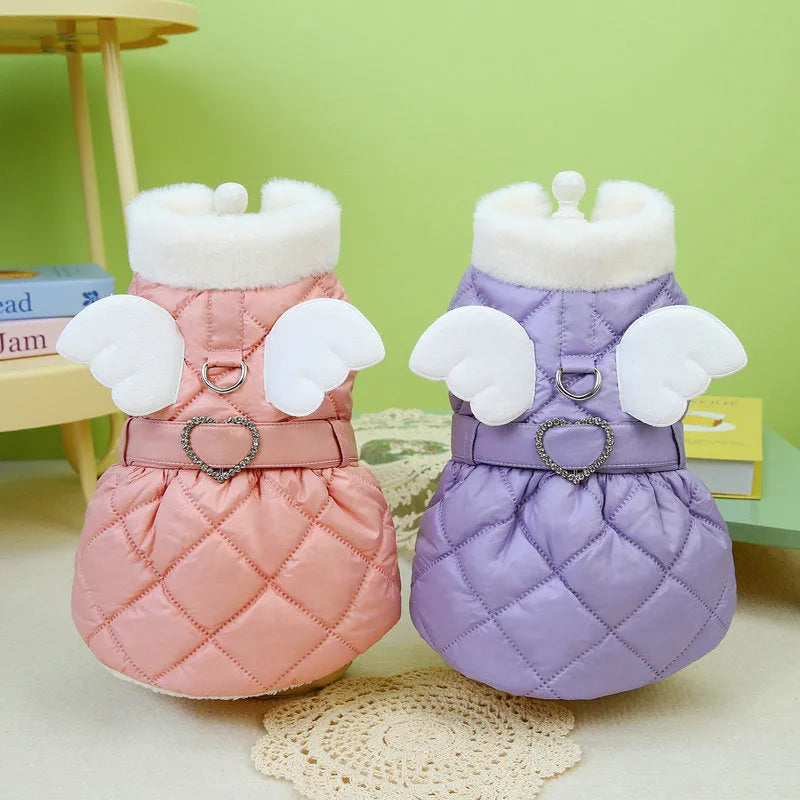 Pink or purple polyester cotton skirt for small dogs available in five sizes