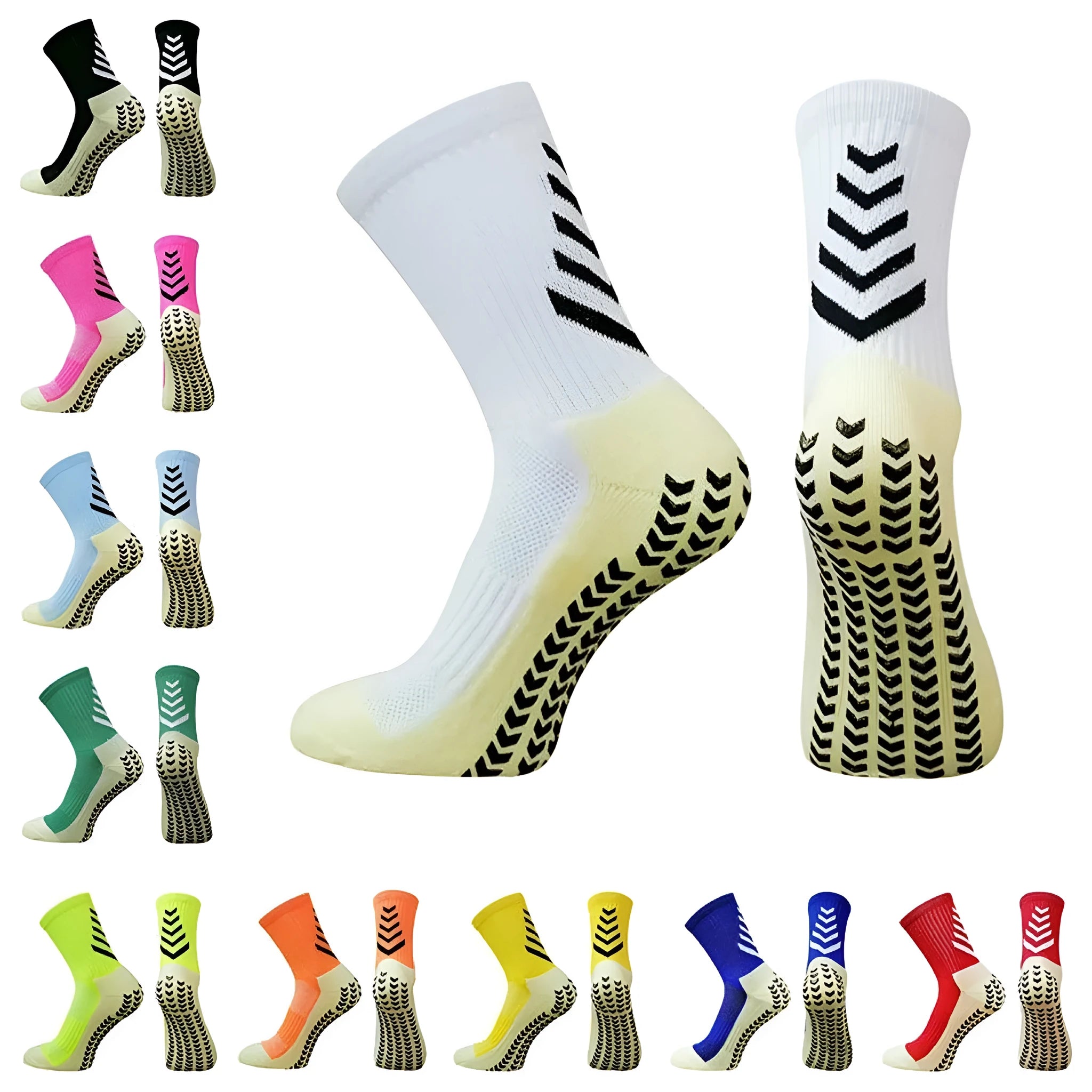 Men's athletic running socks with non-slip silicone grip in multiple colour options