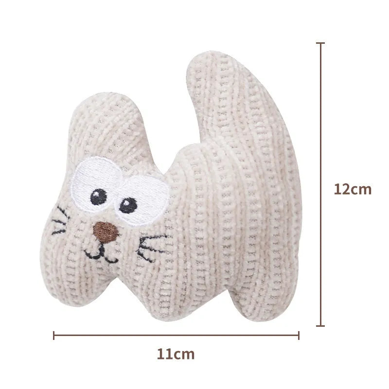Cyan and light coffee plush cat toy with rope, containing catnip and a bell