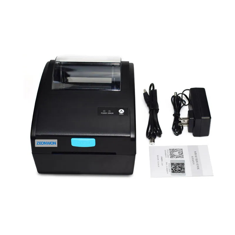 White Bluetooth thermal label printer with USB and wireless connectivity for heat-sensitive labels