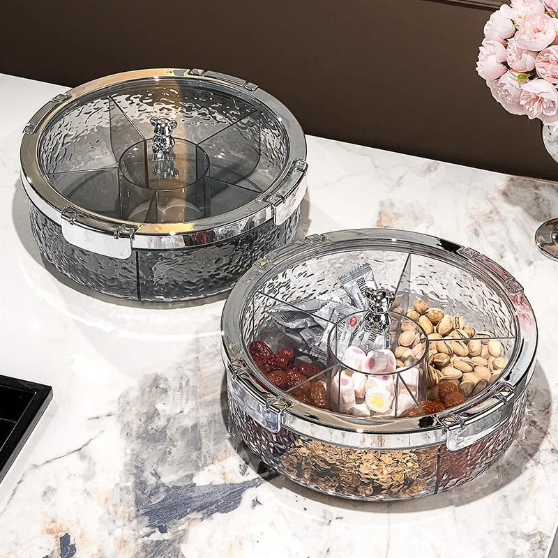 Light luxury sealed plastic candy box cover for dried fruit in milk silver colour