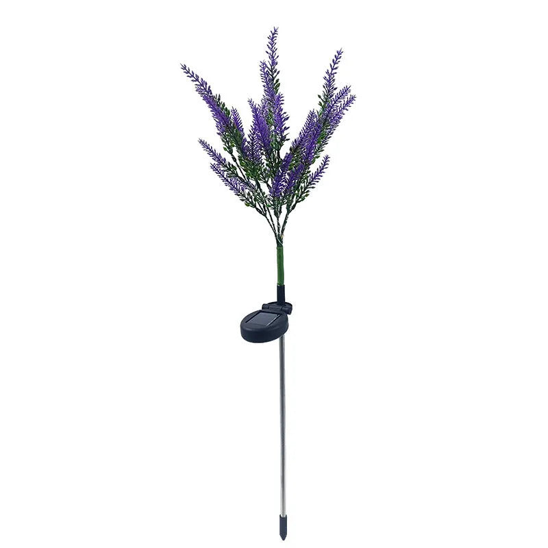 74cm tall solar-powered LED flower garden light in lavender colour options.