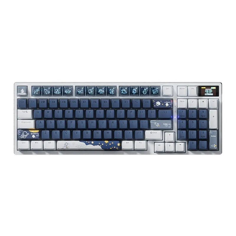 Wireless mechanical keyboard with RGB backlight and hot-swap PCB in three-mode Bluetooth 2.4 GHz wired layout