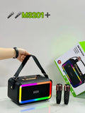 M3201 portable Bluetooth speaker in black, dark brown, or orange red with two microphones.