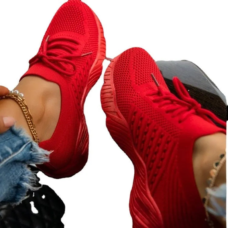 Women's thick sole solid colour sneakers in sports style showing available colour options