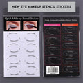 Set of four reusable flexible eyeliner and eyeshadow makeup sticker templates on a pink background