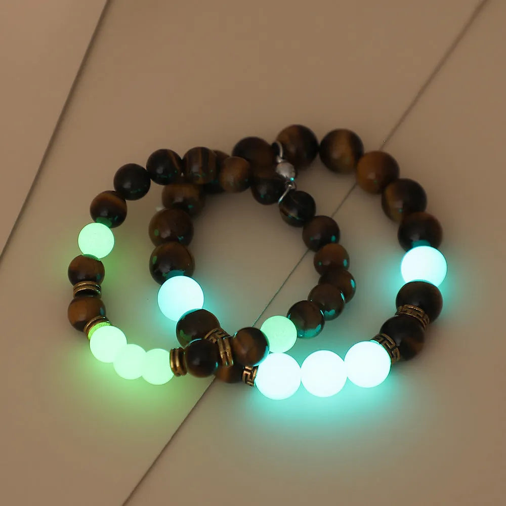Amber Y552 luminous couple bracelets with geometric patterns in retro fashion style