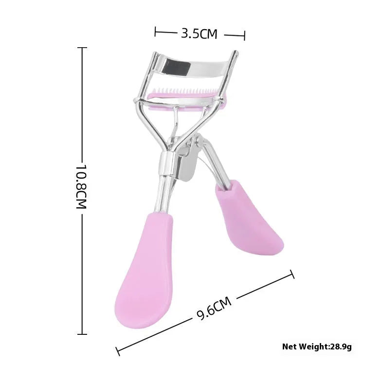 Manual A4 eyelash curler with comb in carbon steel and ABS plastic, shown in a selection of colours.