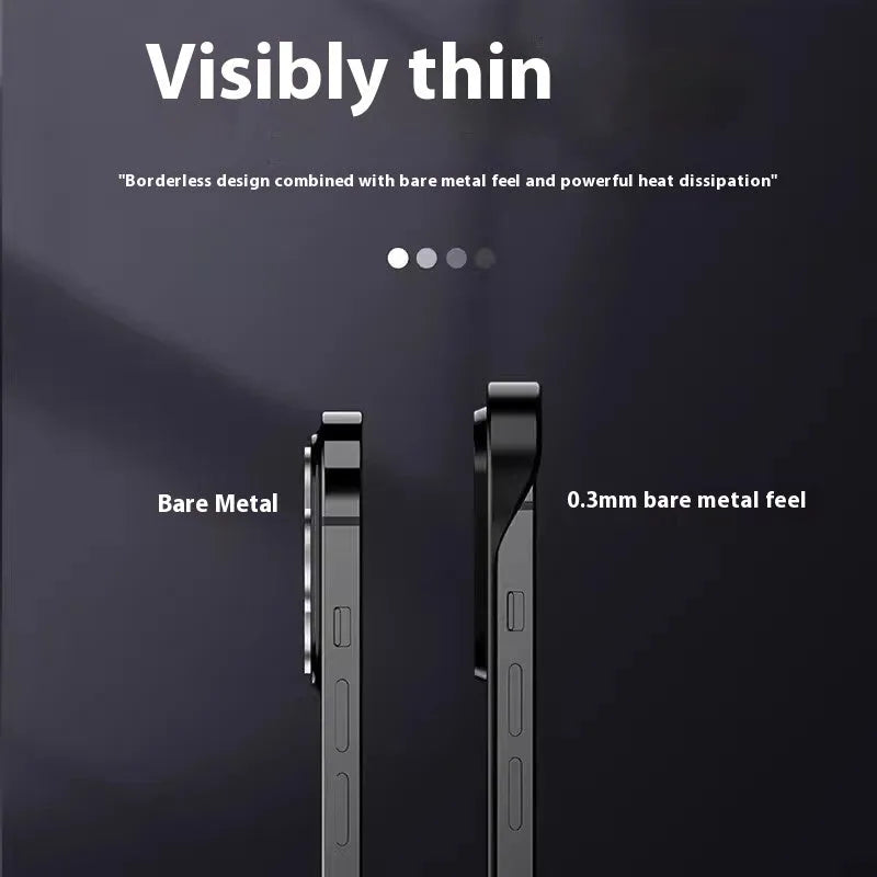 Frosted frameless magnetic MagSafe phone case for iPhone 16 Pro Max in Lilac Purple with ultra-thin PC back.