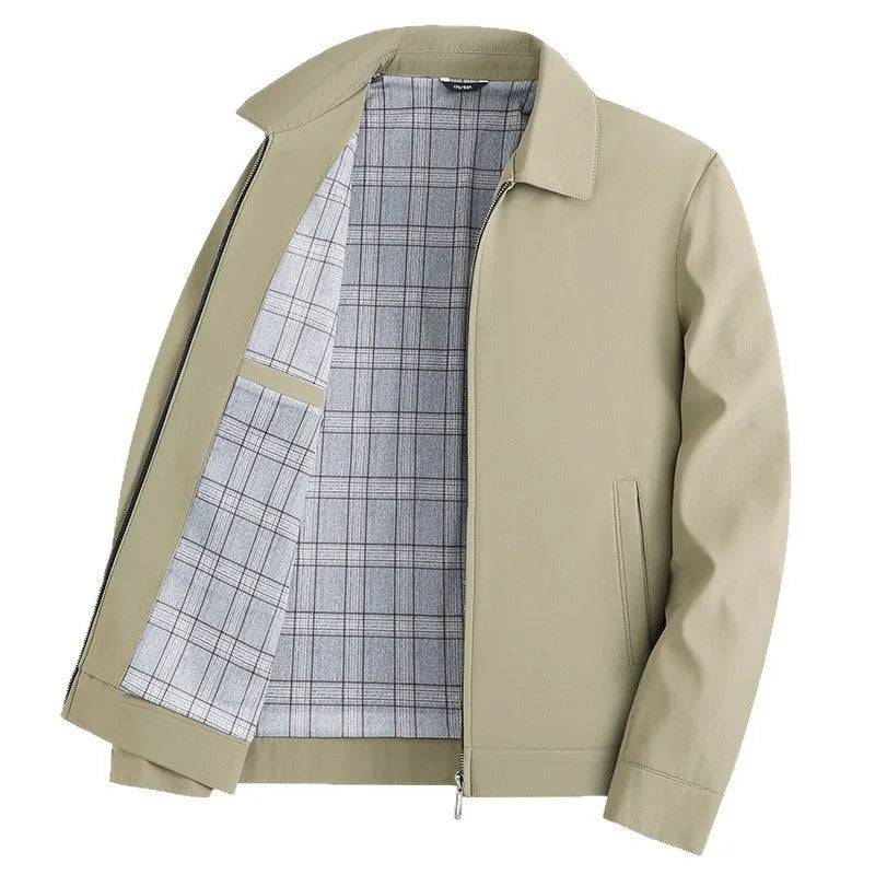 Men's business casual loose administrative coat top in solid colour with patch pockets, available in black red khaki blue sizes M to XXXXL
