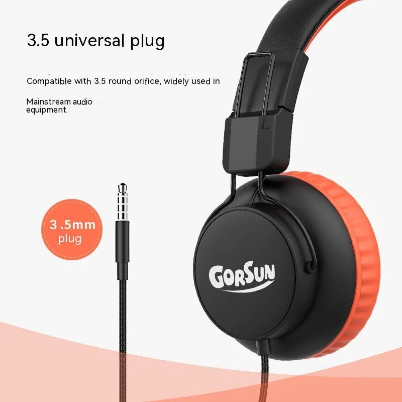 Children's wired earphone retractable 40mm speaker 3.5mm plug cable 120cm