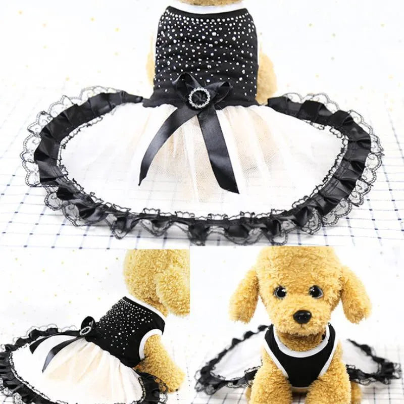 Black lightweight pet clothing made of vinylon for spring and summer, showing a dog in the garment