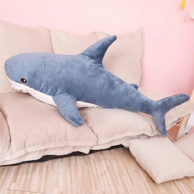 Crystal super soft shark plush pillow in shark colour, 80cm or 100cm size, with PP cotton filling