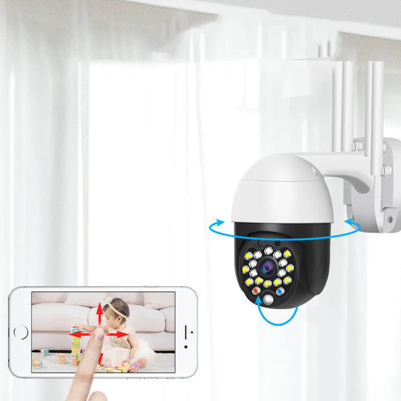 White outdoor dome security camera with infrared LEDs for night vision up to 5 metres