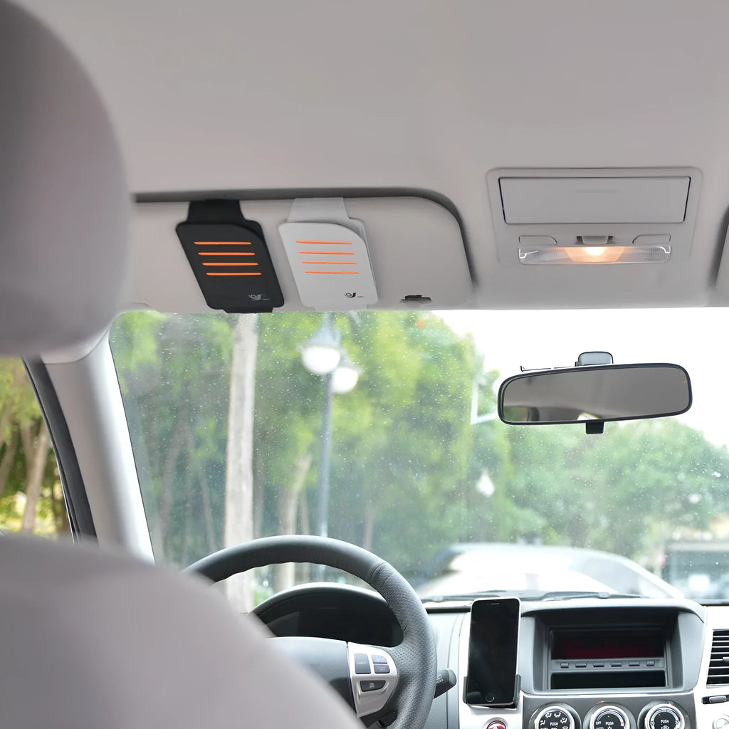Car sun visor shading panels with storage bag in grey or black colour options