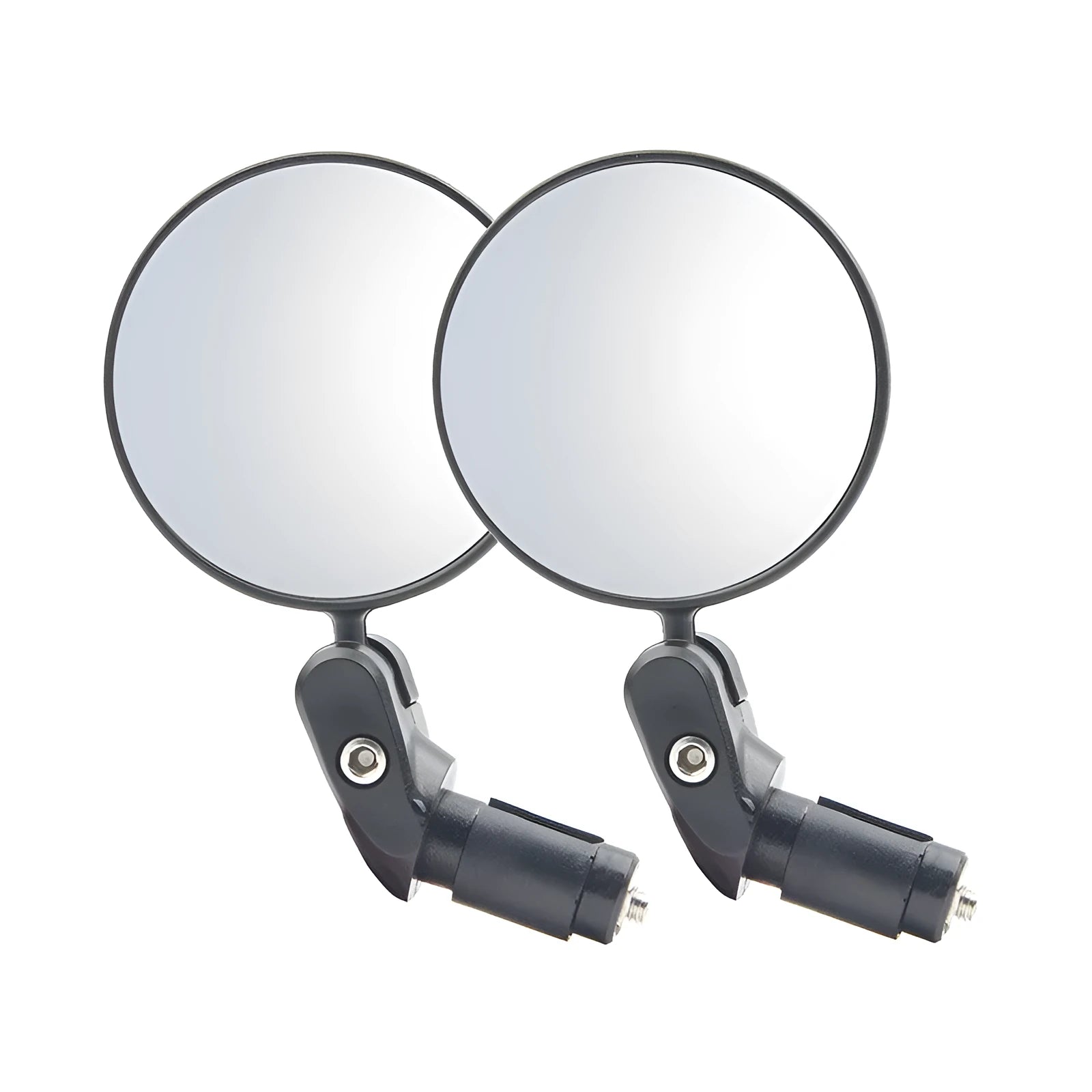 Black foldable convex rearview mirror on a car side mirror, showing its adjustable angle.