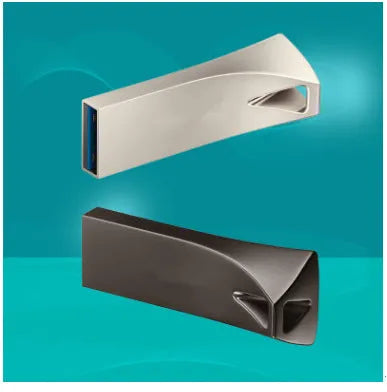 Small triangle metal USB 2.0 drive with write protection switch and indicator light in silver finish