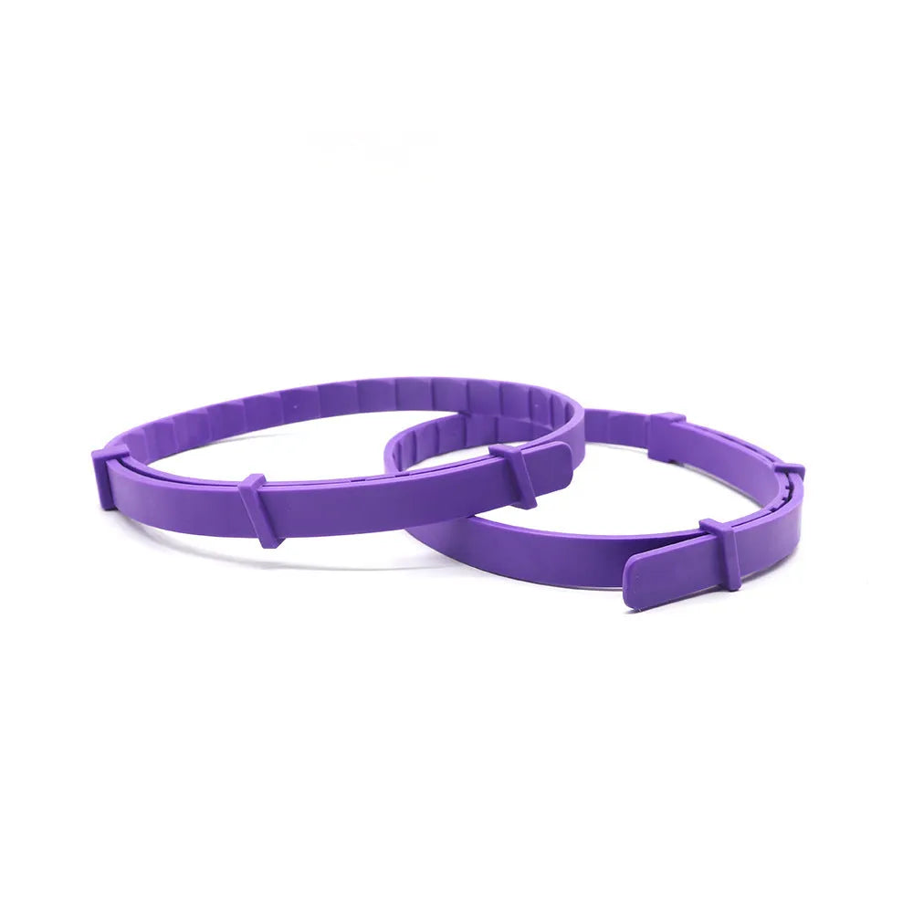 Pack of four soft TPR dog anxiety relief collars in various colours, showing the monochrome Chinese style pattern.