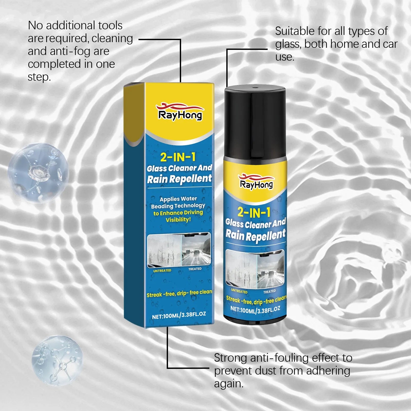 100ml Car Glass Cleaning Anti-fog Two-in-one spray bottle with trigger nozzle