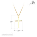 S925 sterling silver necklace with glossy cross pendant on O-chain in gold, platinum, or rose gold plating.