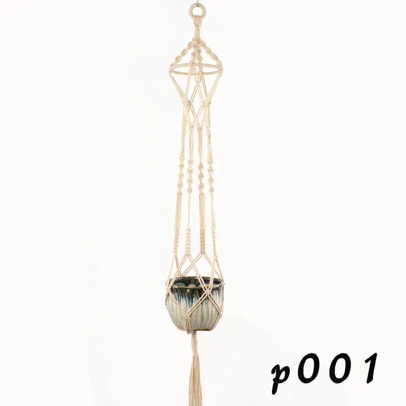 Woven wire decorative plant basket with cotton rope detailing for hanging or desktop plant display