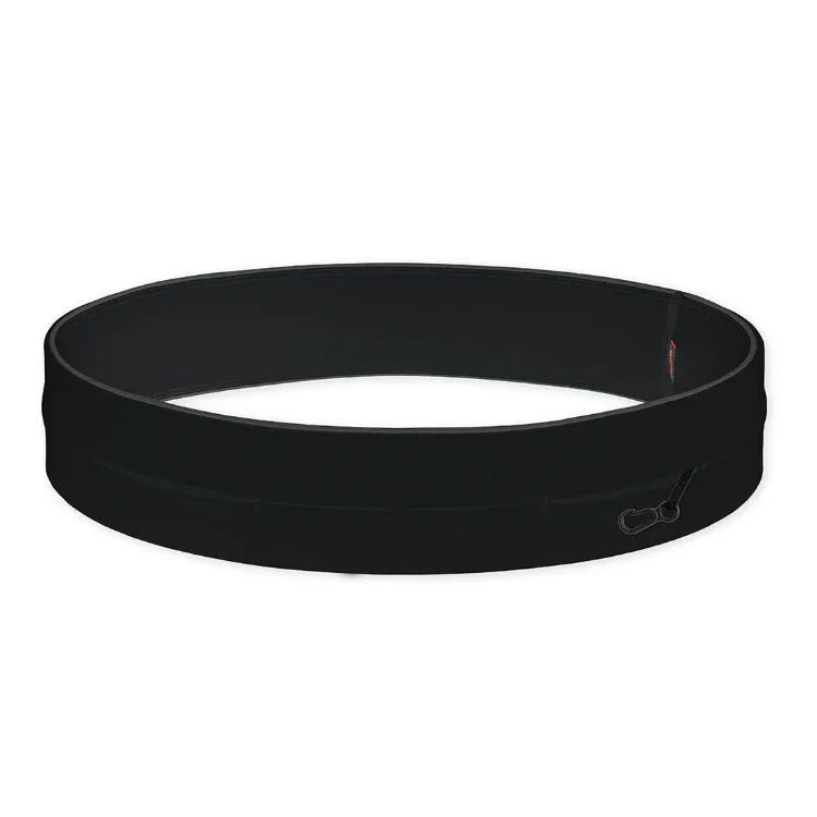 Adjustable spandex sports belt in black with ergonomic design for running and cycling
