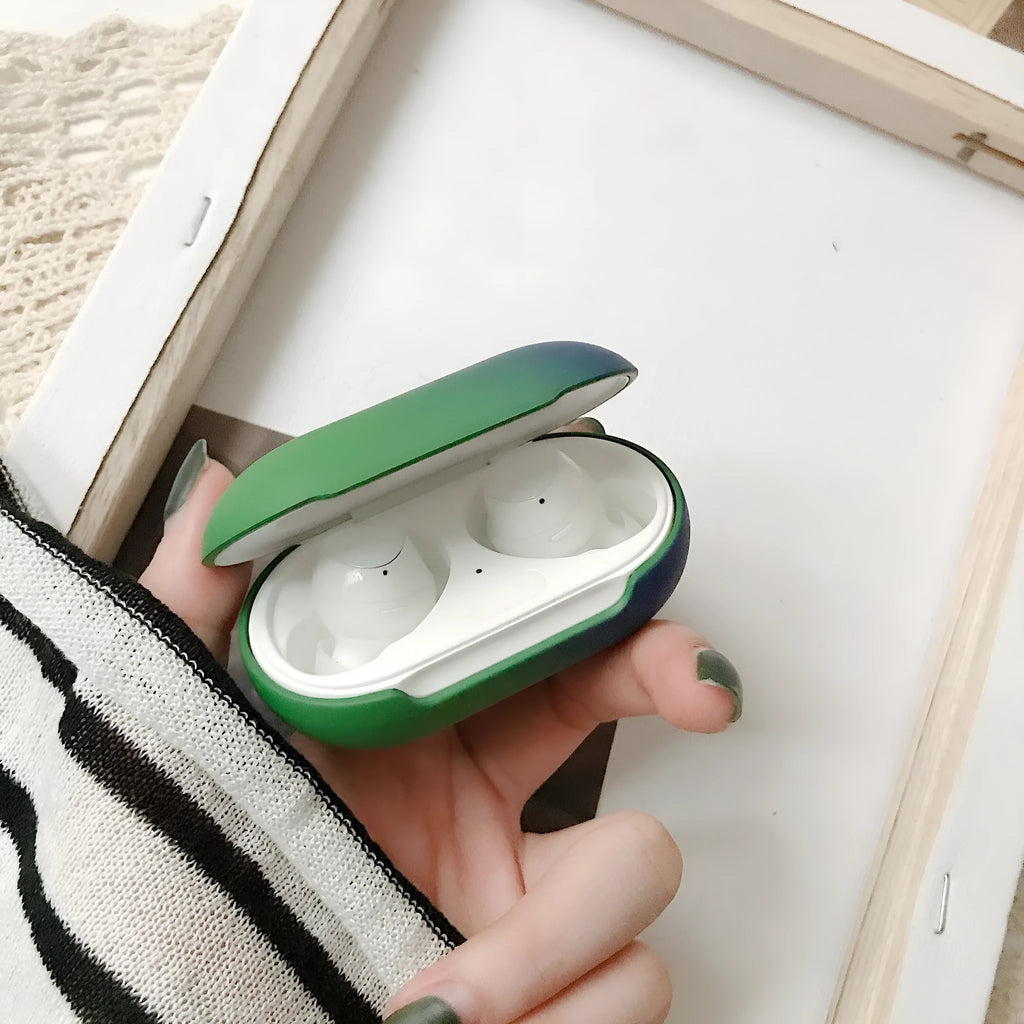 Gradient rainbow solid colour hard shell PC earphone protective case for Samsung Buds and Buds+