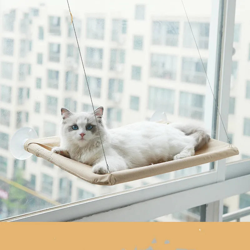 Cat litter hammock made from Oxford cloth with plastic steel wire, hanging on a window with 56cm rope, available in multiple colours