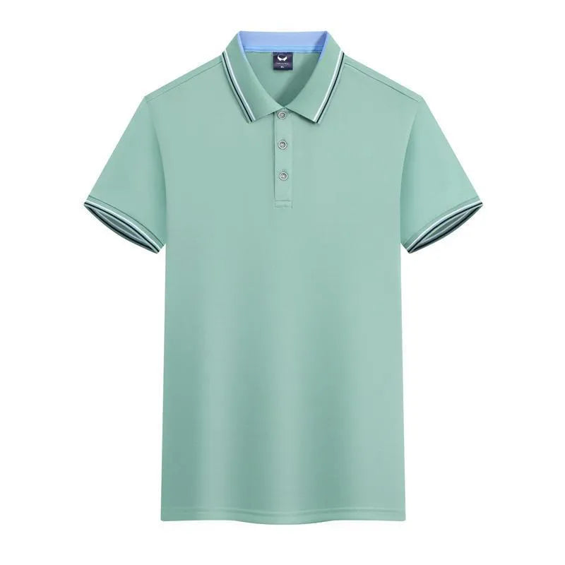 Men's ice silk quick-dry polo shirt in slim fit with short sleeves shown in blue grey colour