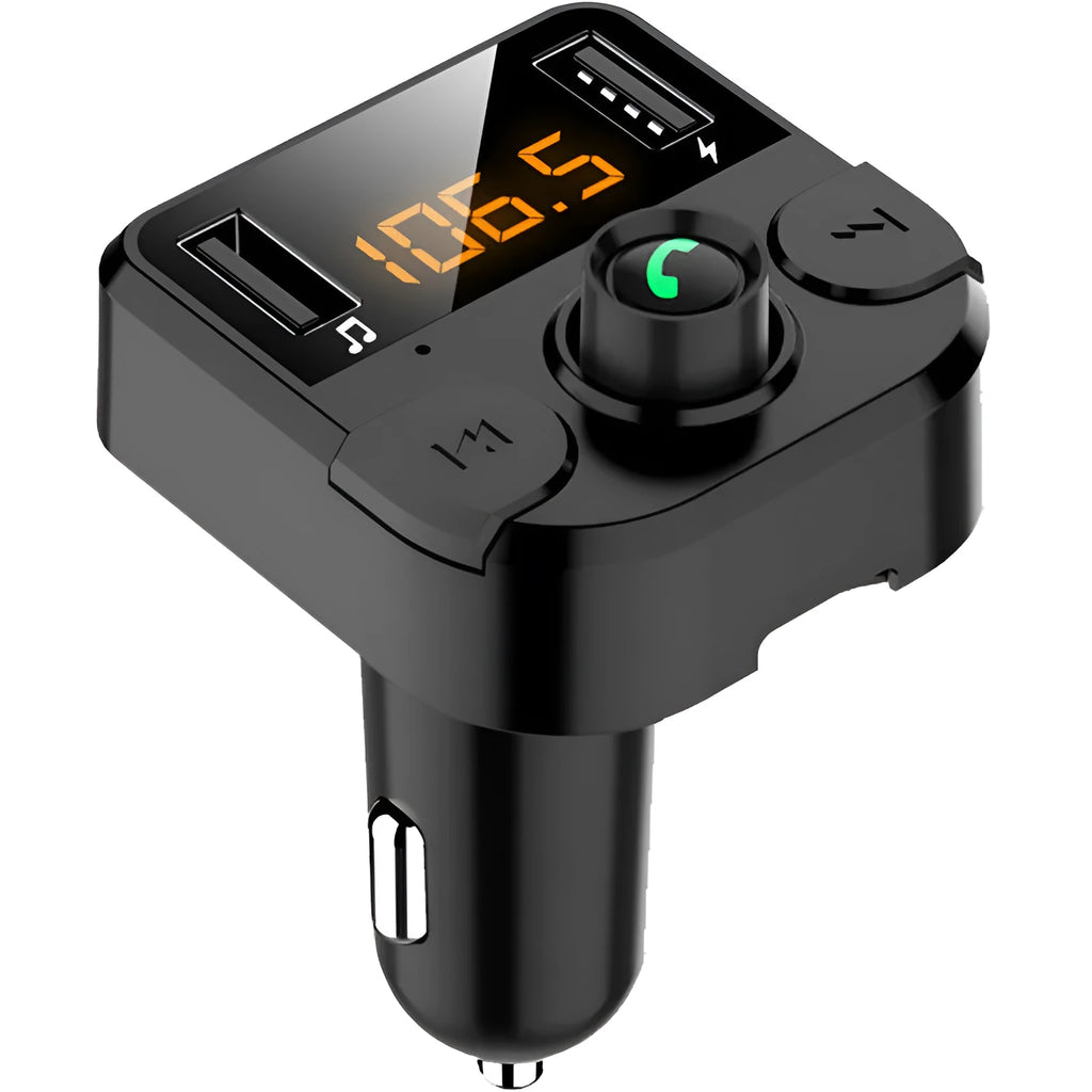 Black car MP3 player Bluetooth FM transmitter with LED dot matrix screen for 12V-24V vehicles
