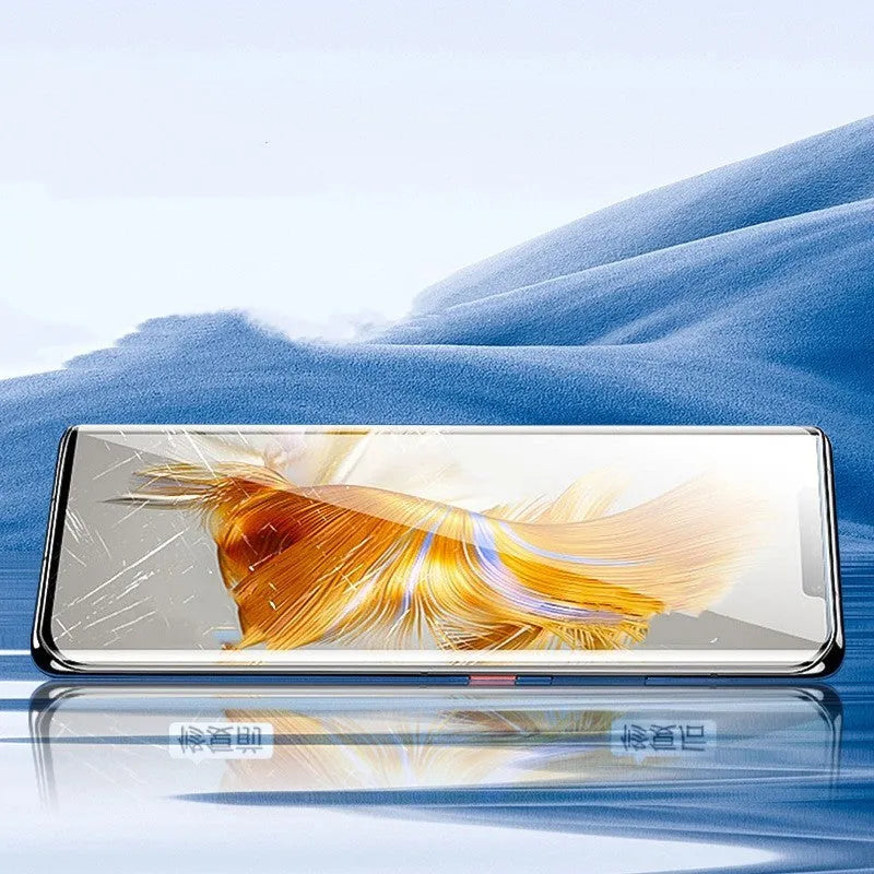 Huawei Mate60 Pro TPU screen protector kit with application tools on a white background.