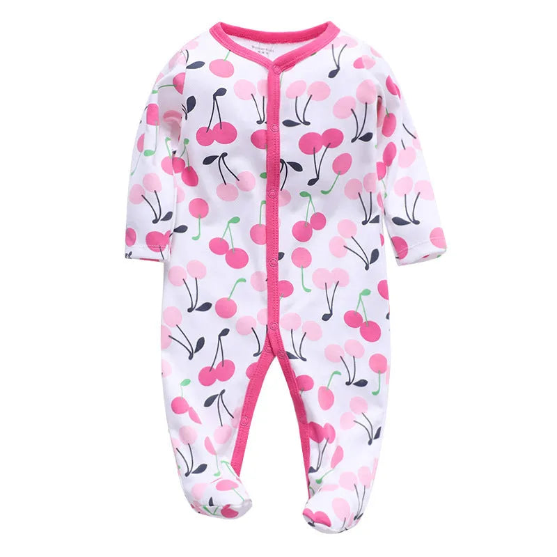 Cotton one-piece baby romper with dinosaur print for infants 3-12 months