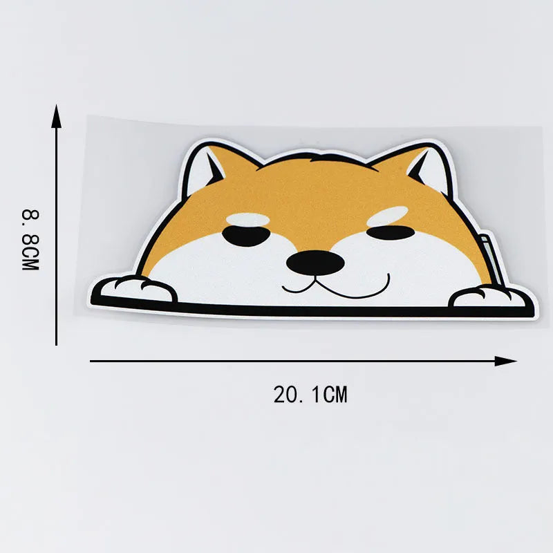 Cartoon Chai dog peeping window decoration car sticker in PVC glue, 10g, 12x22x10cm, four colour options