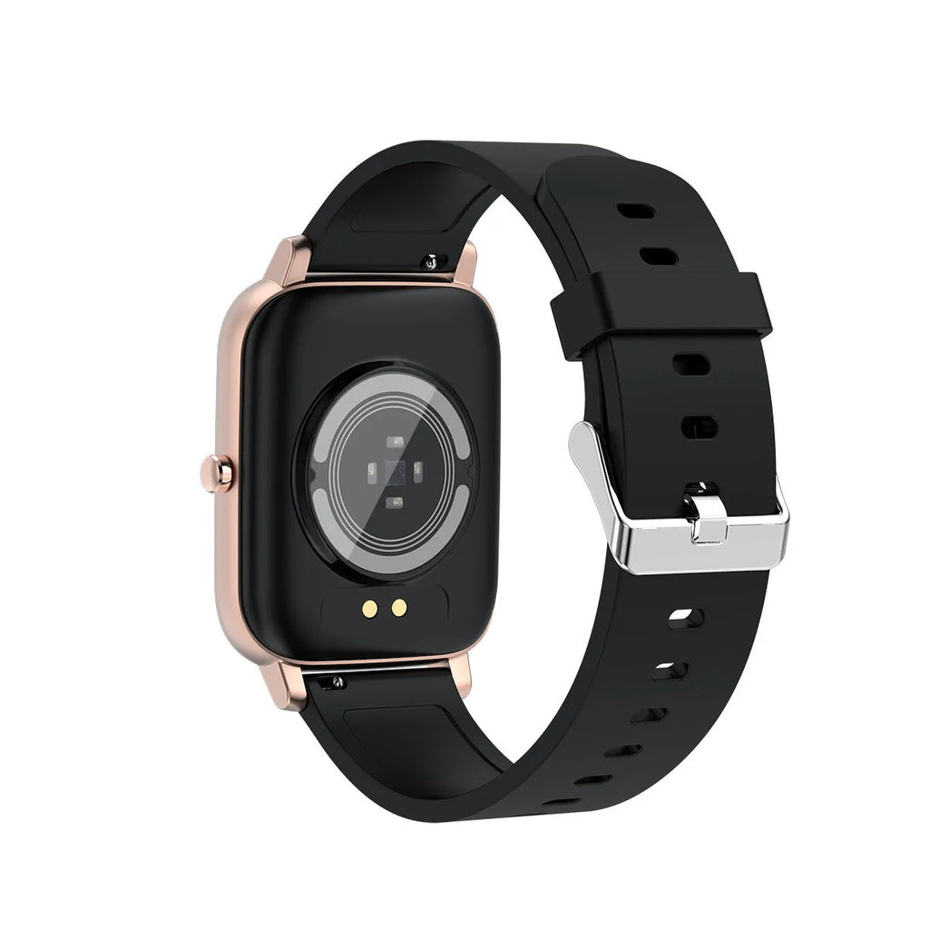 H80 sports smart watch with a black silicone strap and a screen showing heart rate and blood oxygen data.