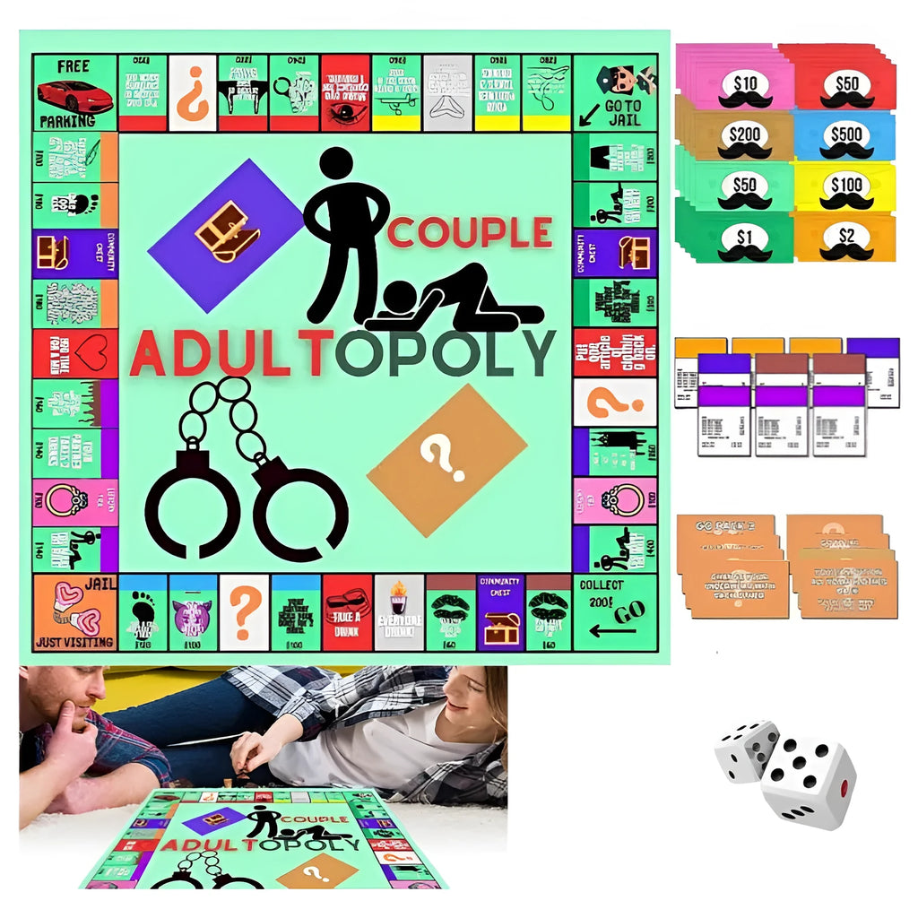 Paper couple board game set with puzzle cards for interactive play