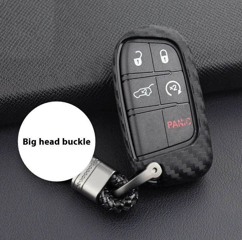 Carbon fibre patterned silicone protective case for Dodge Chrysler Fiat remote car keys.