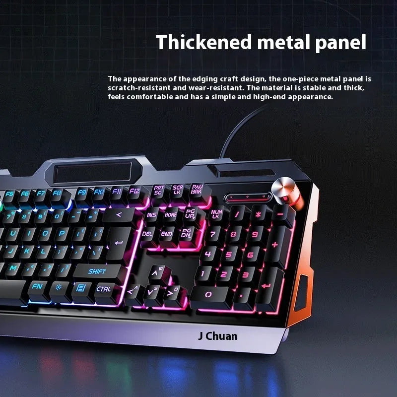 Silver Eagle V2G5 mechanical feeling keyboard with metal panel knob, white blue backlight, mouse and headset