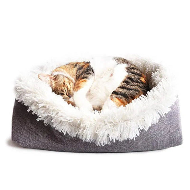 Velvet cat bed 61x51cm seat cushion in white or grey, also usable as pet mat or blanket
