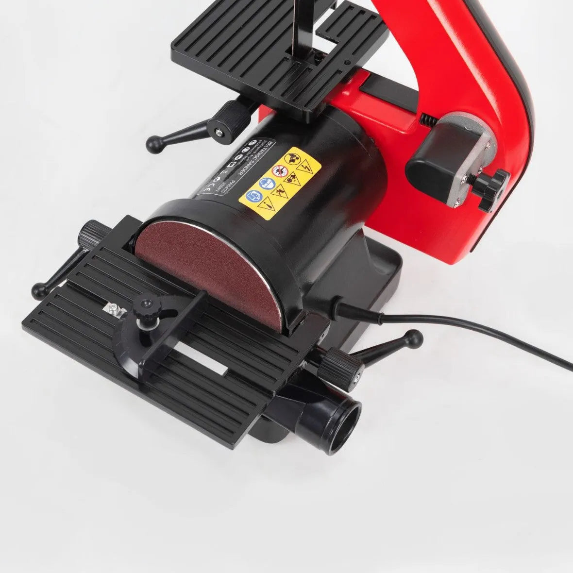 Small electric disc belt sander for household use with power cord