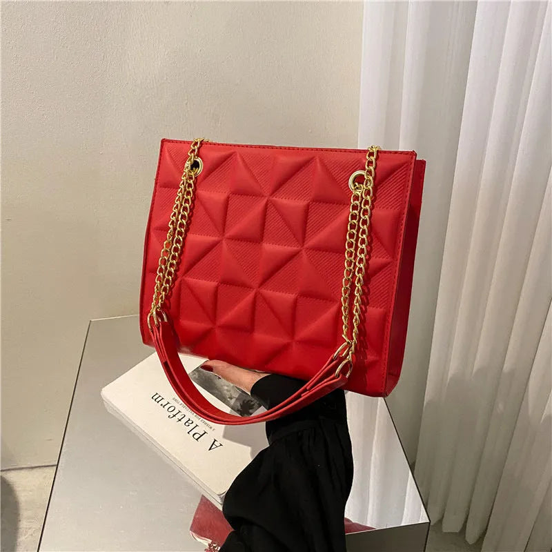 Women's PU shoulder messenger bag, horizontal square, plaid and rhombus pattern, open pocket and phone bag, six colours