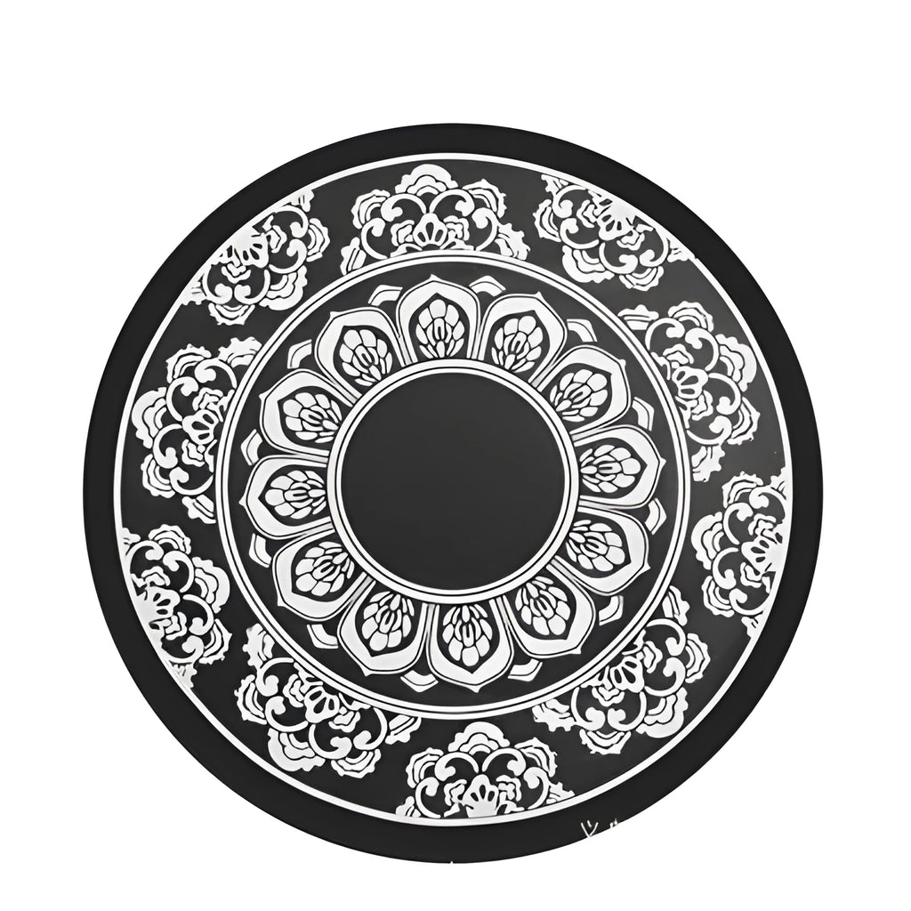 Black circular silicone rubber anti-slip mat, 12cm diameter, for car dashboard or flat surfaces