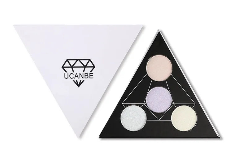 UCANBE Prismatic Highlighter Palette with 4 duochrome shades in compact packaging