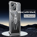 Frameless airbag drop-resistant metal phone case for iPhone, black, half pack style with hollow design.
