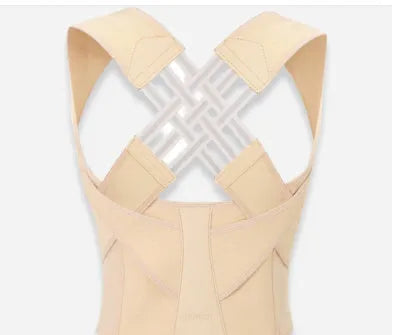 Unisex nylon posture corrector in black, sizes S to XXXL, for chest lift and back support.