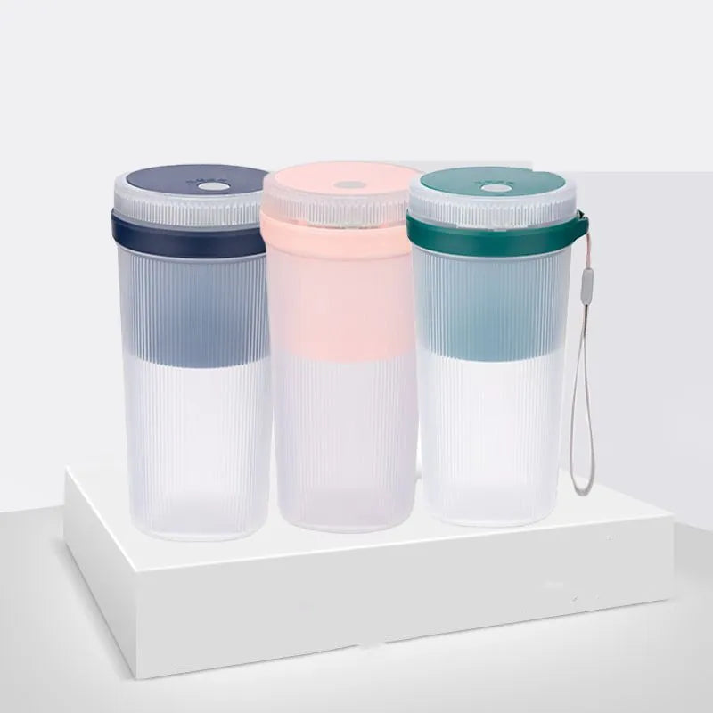 Blue portable USB rechargeable blender with detachable cup and charging cable