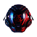 Black full face plastic prop mask helmet with a bioweapon-inspired cyberpunk design.