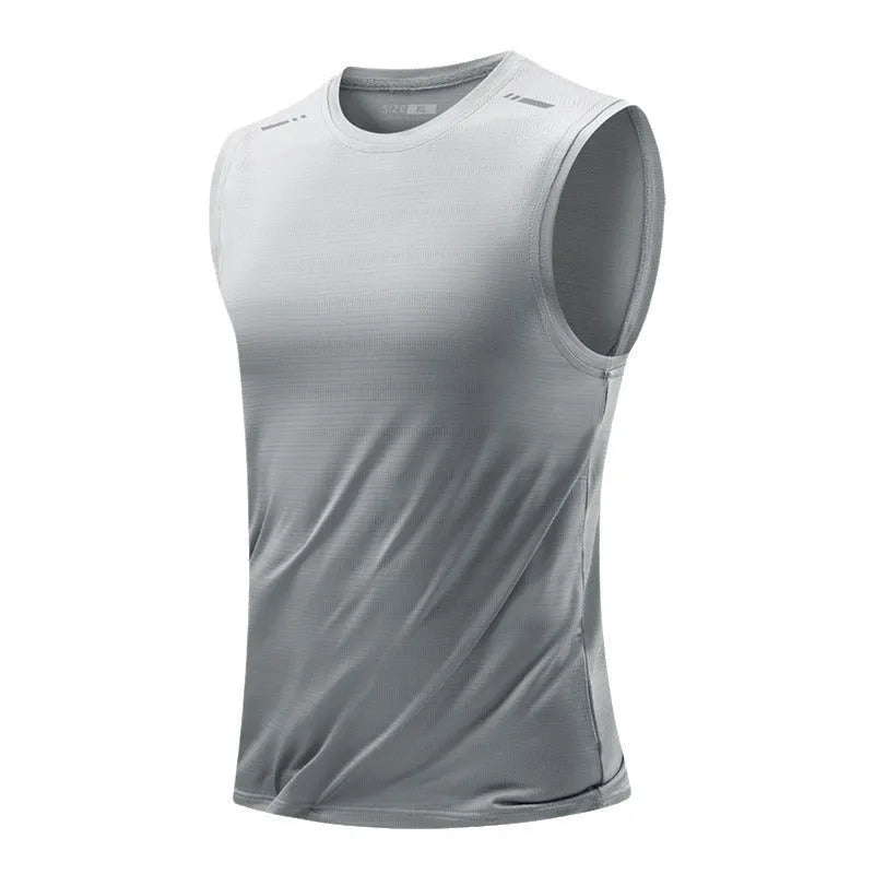 Men's loose fit sleeveless waistcoat in solid colours including blue, grey, black and white.